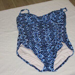 MERONA BLUE & WHITE ONE PIECE SWIMSUIT WOMENS SZ LARGE